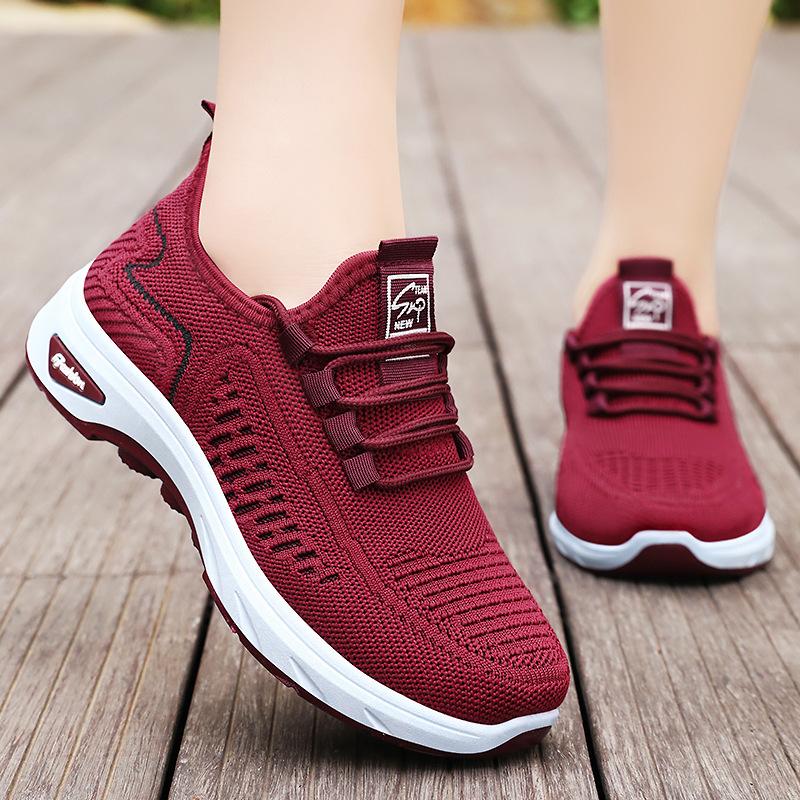 Women's shoes new summer mesh sneakers fly-woven breathable lace-up running shoes casual shoes platform single shoes