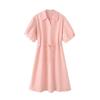 Fashion Style 2024 Summer New Arrival Women's Clothing Temperament Wild V Neck Pure Cotton Tied Shirt Style Mid Length Long Length Dress