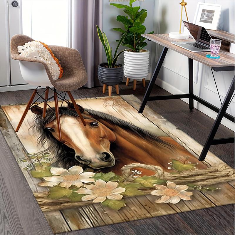 Χαλάκι Καρέκλας Γραφείου με Θέμα Άλογο: Μεγάλο Χαλί για Διακόσμηση Σπιτιού, Χαλί Καναπέ, Πατάκι Γραφείου, Ιδέα Δώρου για Γραφείο και Σαλόνι
