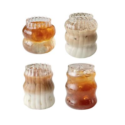 Tazze di vetro scanalate ondulate da 530 ml / 650 ml Tazza da tè al latte Tazza da caffè in vetro