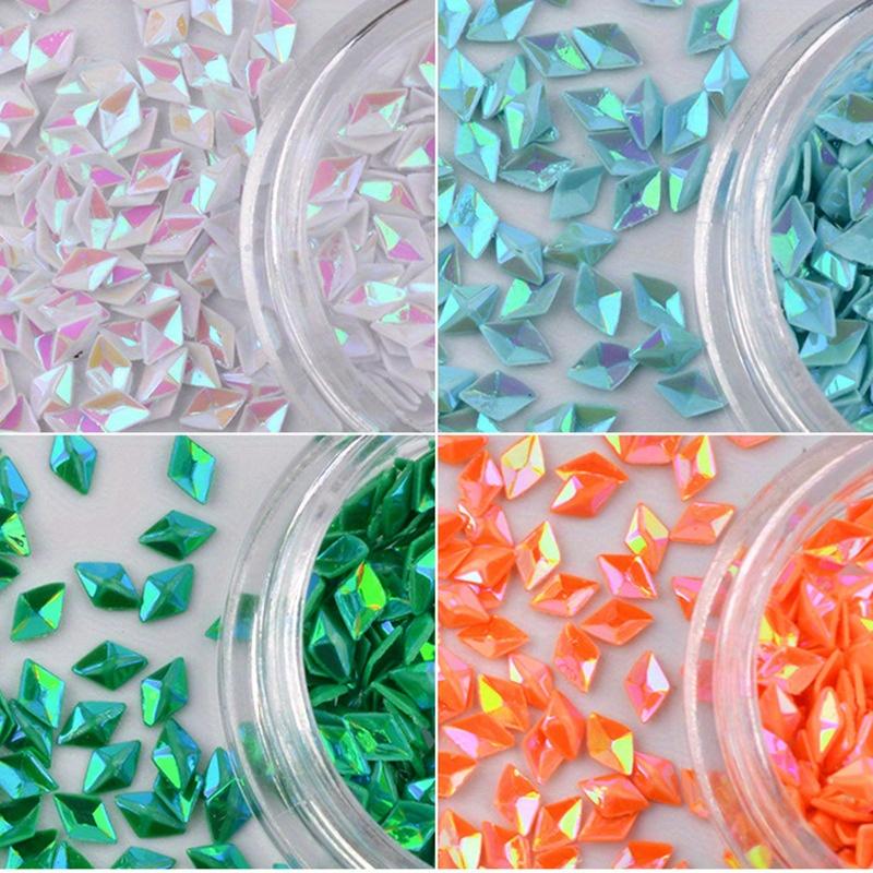 Σετ 12 χρωμάτων Στολίδι Νυχιών Πούλιες σε σχήμα διαμαντιού Στερεοσκοπικές Λέιζερ Πολύχρωμες Πούλιες