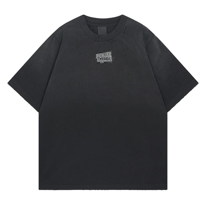 American retro simple loose washing short-sleeved T-shirt men's summer new trendy high street casual couple top