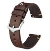 19mm Watch Military Italian Quick Release Replacement Dark Brown with Silver Buckle [BISONSTRAP] Band, Style, Leather, Strap,