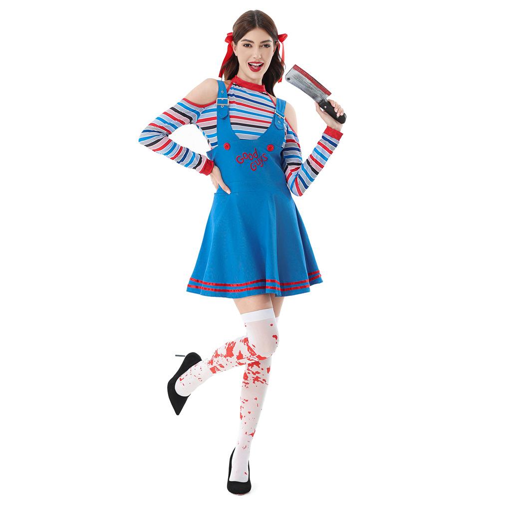 Circus Clown Female Costume Halloween Adult Costume Cos Horror Bloody Ghost Baby Carnival Cos Dress
