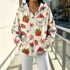 Women's Casual Loose Fit Printed -Lined Hooded Zip-Up Cardigan