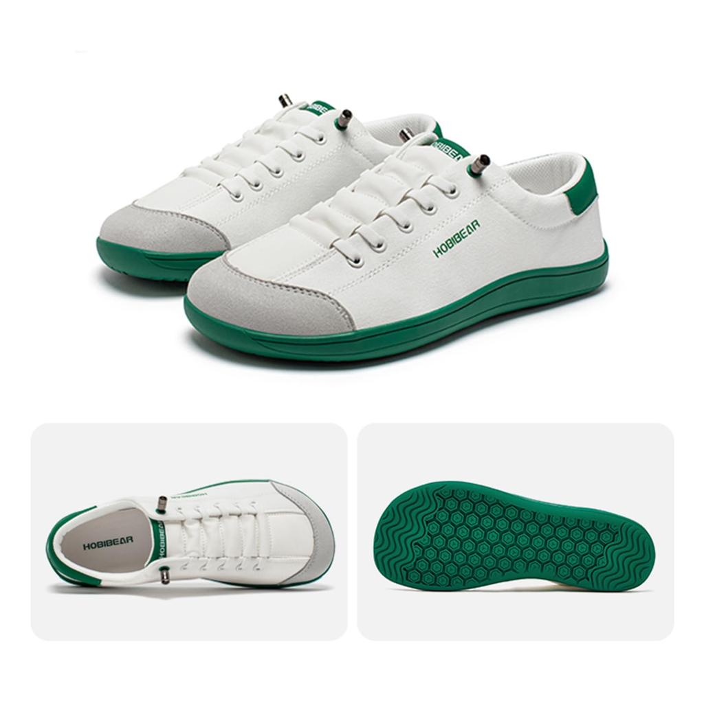 [HOBIBEAR] Barefoot Shoes, Wide Fit, Zero Drop (4E), Thin Sole, Lightweight, Unisex, White/Green, 25cm