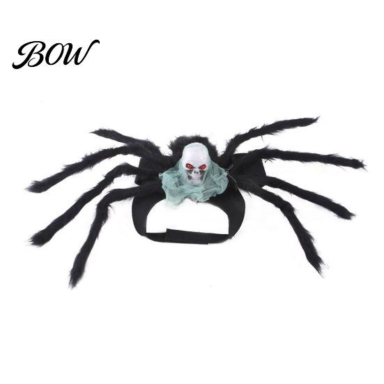 Pet Party Supplies for Dogs Spider Costume, Halloween Cat Outfit with Skull Face, Black Funny Apparel Holiday Cats Cosplay Photo Props Easy