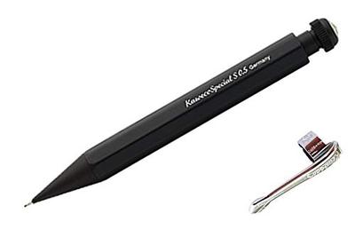 KAWECO exklusiver SPECIAL MINI Spezial-Mini-Bleistift Schwarz Klassisches Design auf einem schlanken [Mit Clip] [0,5 mm] Gehäuse!