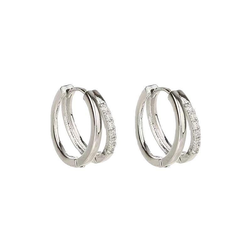 Exquisite Zirkon Ohrklemmen - Damen Luxus Symmetrische Doppellagige Kreis Ohrringe