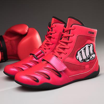 Chaussures de boxe d'intérieur professionnelles pour hommes et femmes, chaussures d'entraînement respirantes Sanda, chaussures de lutte montantes, bottes d'automne, chaussures de combat rétro