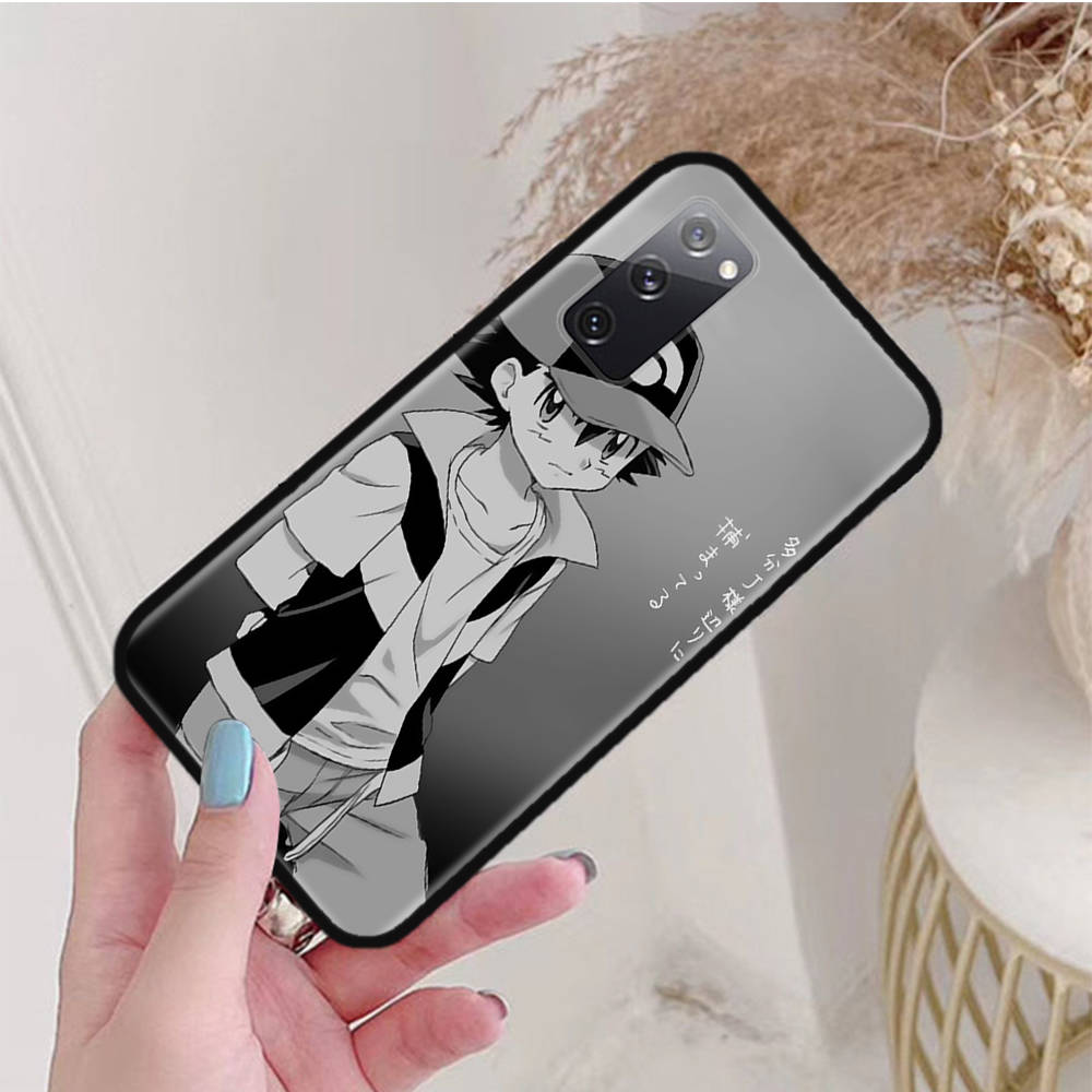 Black Case for Samsung Note 20 Lite S24 Ultra S23 A03 A05 A06 A11 A71 A15 A16 A13 A24 A25 A33 A52 A53 A50 M55 M35 Plus P-35 Cute Pokemons Pikachus