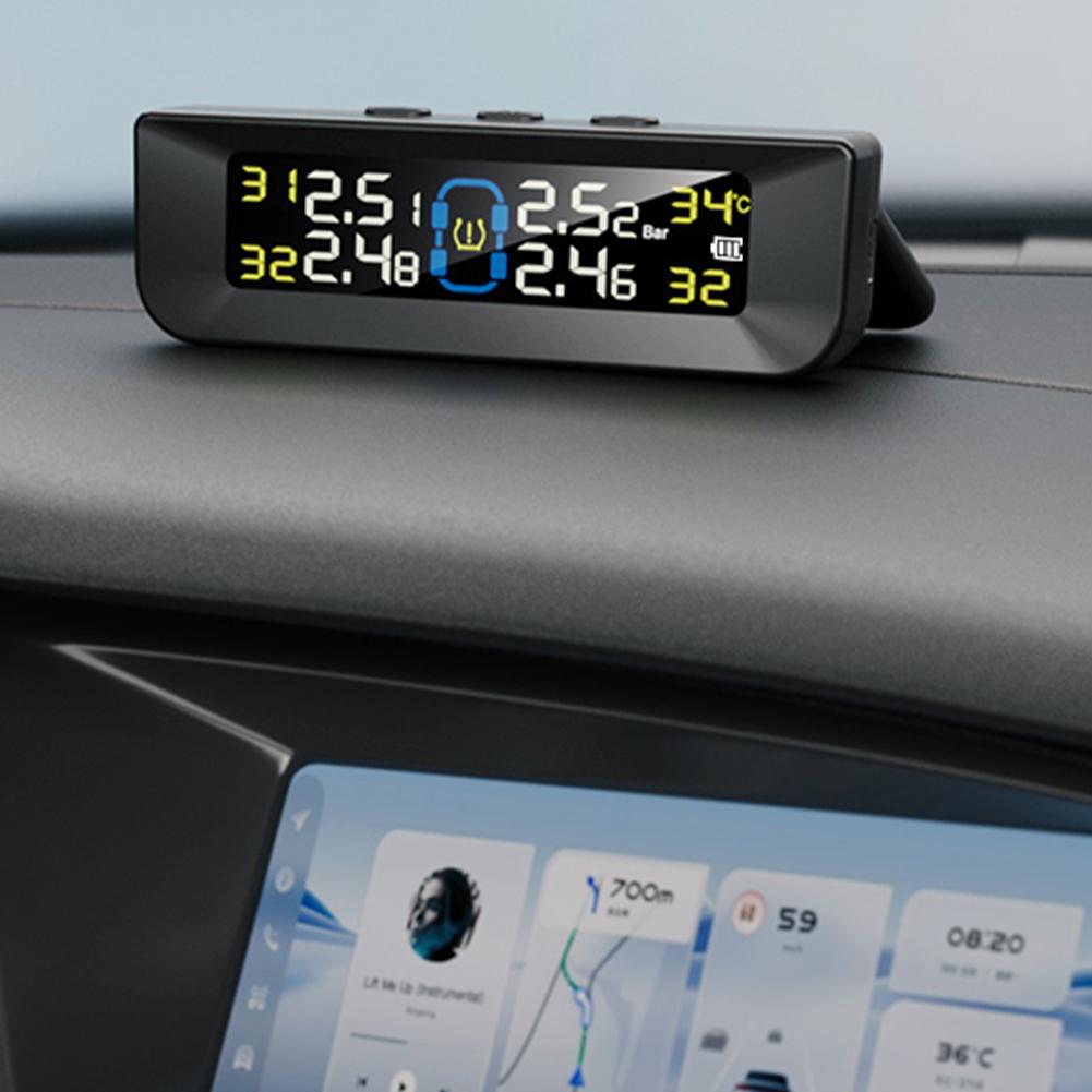 Solar Wireless TPMS High Precision Wireless Tire Pressure Monitoring System with External/Internal Sensor Tire Pressure Alarm