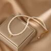 Classic Oval Freshwater Pearl Round Beads Beaded Pendant Necklaces for Women 14K Real Gold Plated Copper Strand Chokers