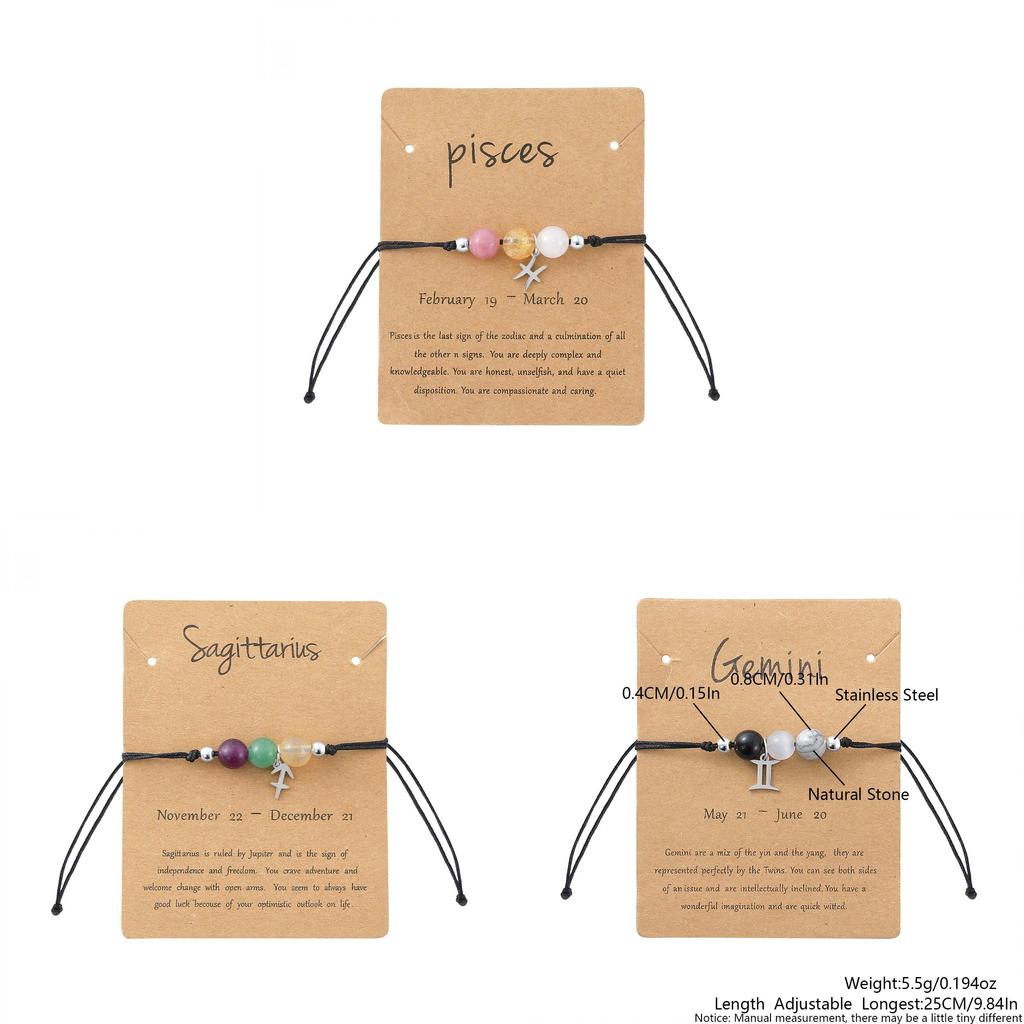 Astrology Gemstone Wristband Unique Water Crystal Constellation Handcrafted Unisex Accessory