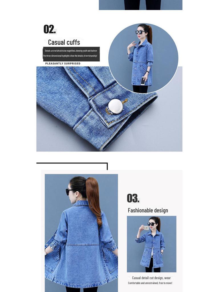 Damen Slim Fit Jeansjacke Windbreaker für Frühling & Herbst 2024