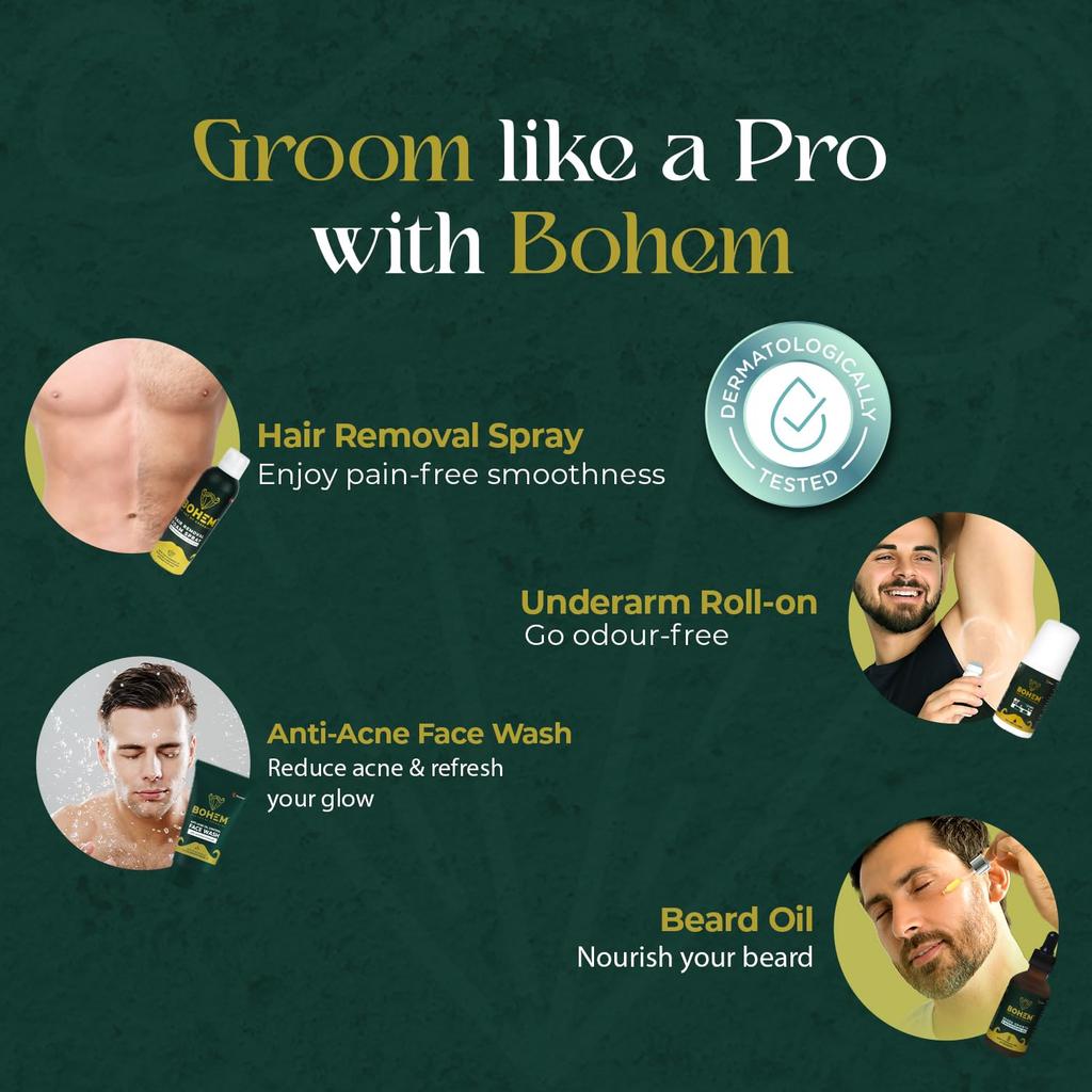 BOHEM Skin Brightening Face Wash for Men 100ml Pack of 1 Anti Acne Glowing Skin Cleanser Black Tea Extract & Glycerine