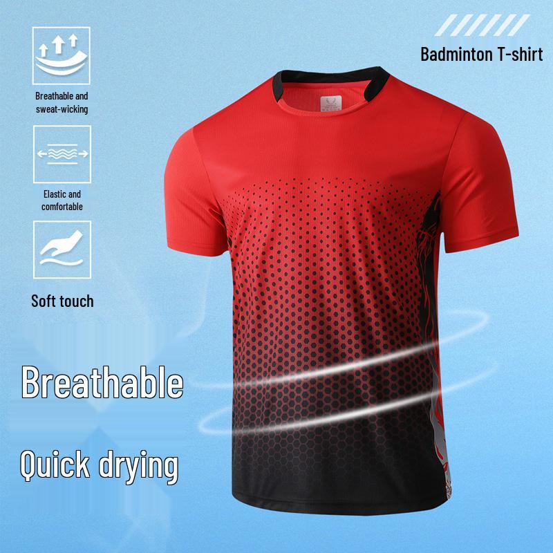 Unisex Quick-Dry Short-Sleeve Sports T-Shirt for Summer - Great for Badminton, Tennis, and Table Tennis