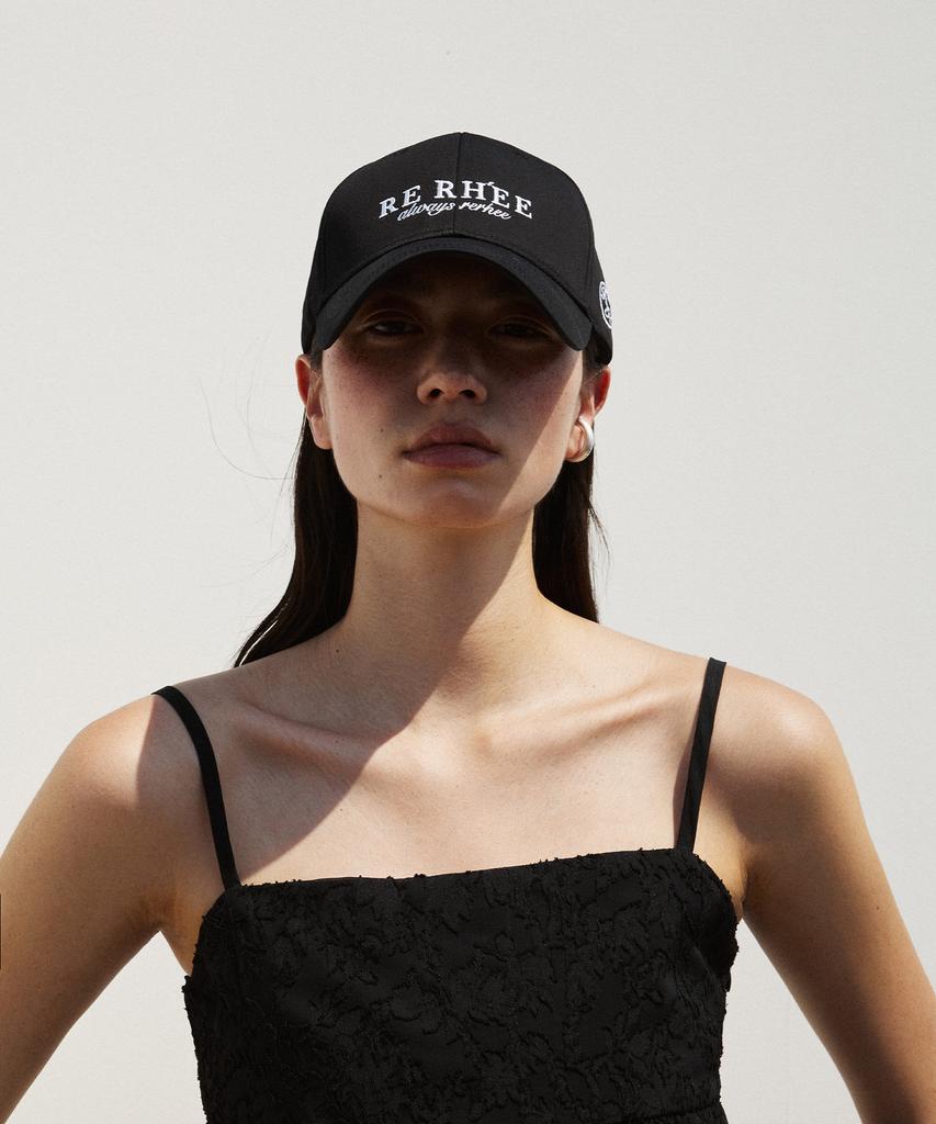RE RHEE Logo Embroidered Cotton Ball Cap Black