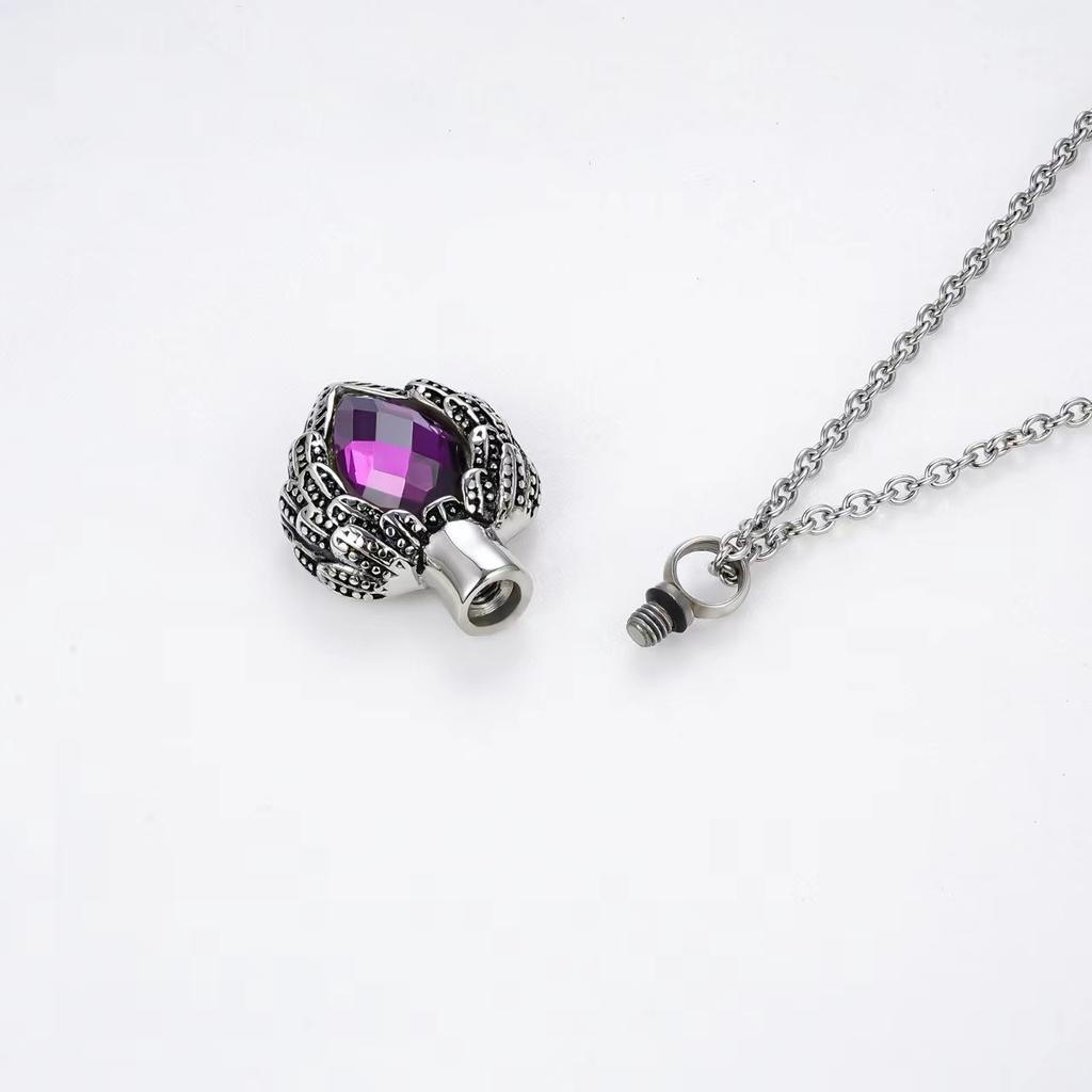 Cremation Necklace for Ashes Stainless Steel Pendant Ashes Holder Memorial Jewelry