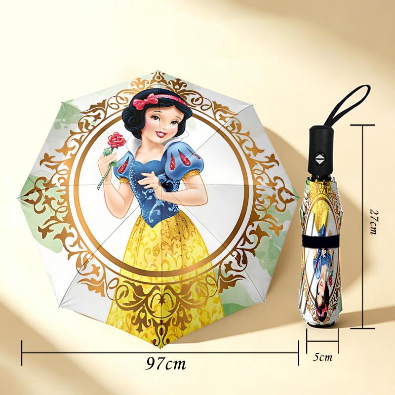 Snow White 8 Ribs 3Fold Black Glue Uv Protection Umbrella Sun Protection Rainproof Compact Folding Umbrella For Travel Daily Use C923945