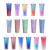 Holiday Straw Tumblers, Winter Snowflake Design, 701-800ml Large Capacity, Double-Layer Insulated Design, Food-Grade, Reusable Gradient (2-Pack, D)