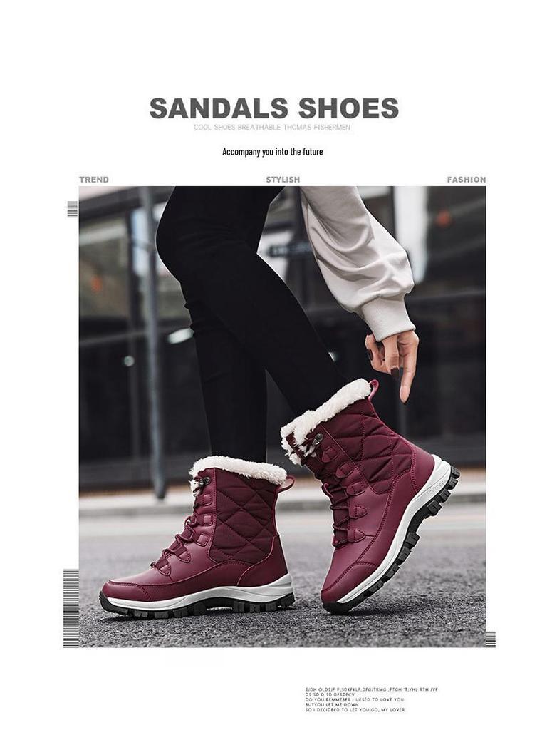 Women's Plus Size Mid-Calf Fleece-Lined Snow Boots