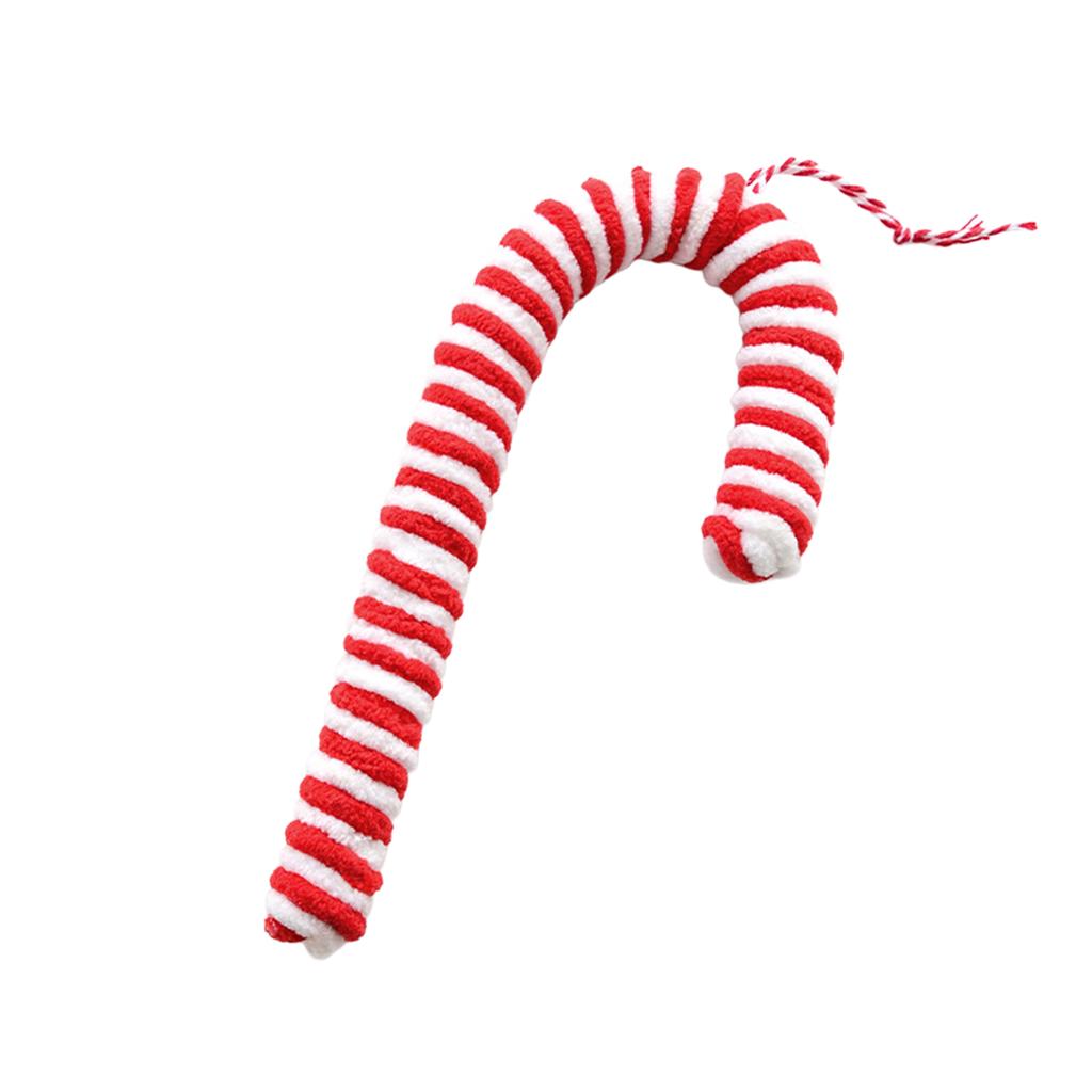Plush Christmas Ornaments Velvet Candy Cane Lollipop Hanging Balls for Xmas Tree Decor Holiday Party Supplies