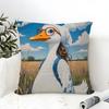 Funny And Cheerful Duck Pattern Pillow Case Cotton Linen Fabric Square Zipper Pillowcase Home Decorative Living Room