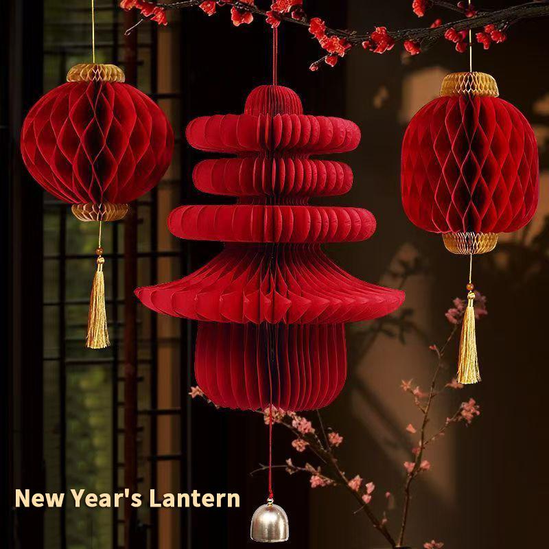 Year Paper Ornament Decoration Lanterns Wedding Decoration 3D Honeycomb Gourd Decorative Pendant Horse Year 2026 Door Decor