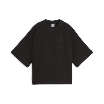 T-shirt da Allenamento Casual a Manica Corta Raglan, Girocollo, Tinta Unita, Stile Americano, Top da Donna, Nero 624302-01