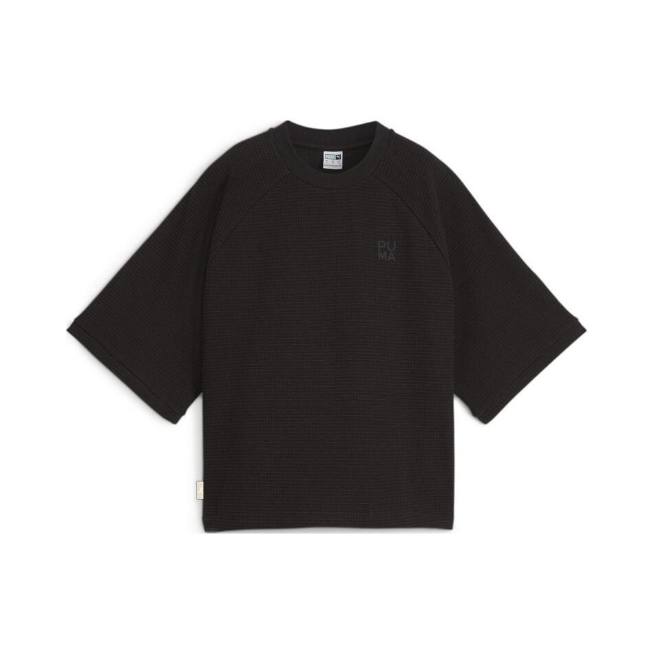 

Puma American Style Solid Color Casual Training Crew Neck Loose Short Sleeve Raglan T-Shirt Women Tops Black 624302-01 S