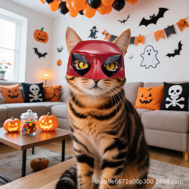 Latex Batman Cosplay Maske für Halloween-Party und Haustierkostüme