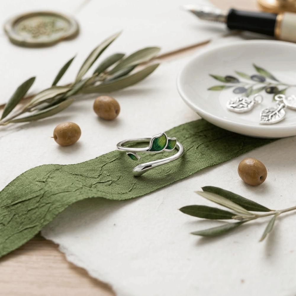 Adjustable Leaf Opening Ring Oil Drop Women's Ring Fashion Enamel Leaf Ring  Women