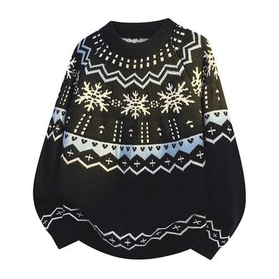 Pullover Langarmpullover Unisex-Pullover Absatz Herbst Winter Retro Blumenmuster Locker Rundhals Design Sinn für die Unterwäsche