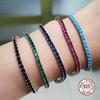 925 Sterling Silver 4mm Tennis Bracelet Sapphire Gemstone Blue Stone Bangle for Women Fine Engagement Wedding Fine Jewelry Gift