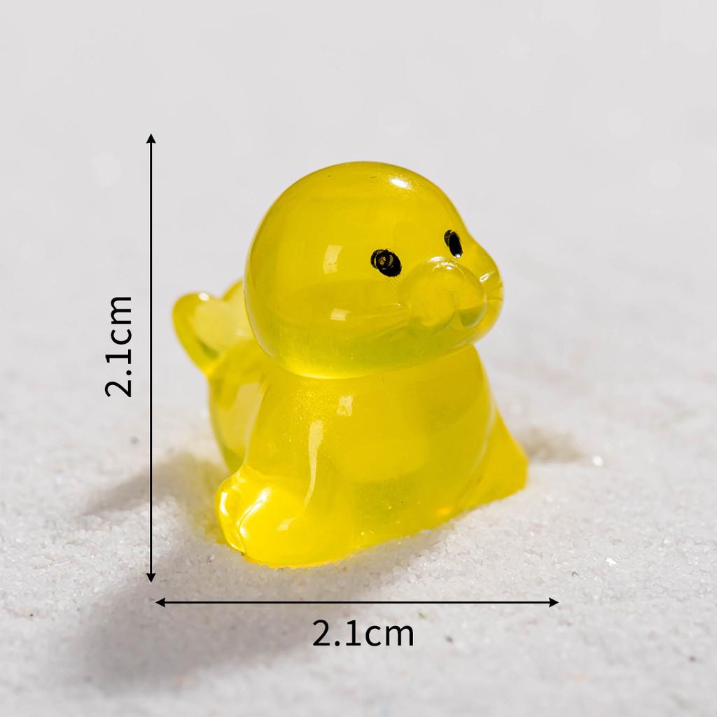 10Pcs/lot Mini Luminous Sea Lion Animal Miniatures Mini Figurine Glow in the Dark Fairy Garden Decoration Moss Terrarium Micro Landscape