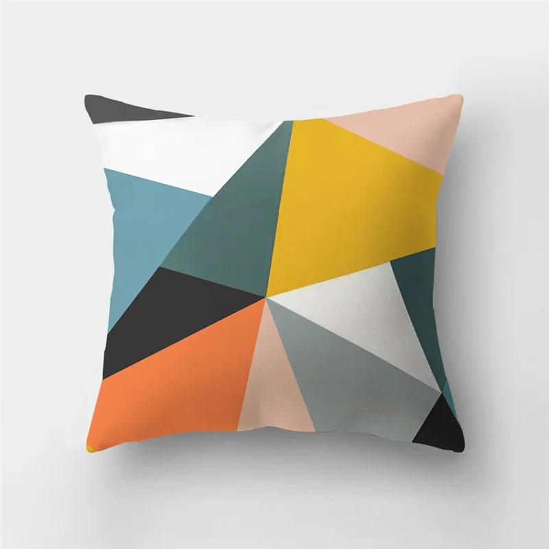 45x45cm Rainbow Geometric Sunset Pillow Cover Abstract Patchwork Stripe Cushion  Sofa Office   Home Decor