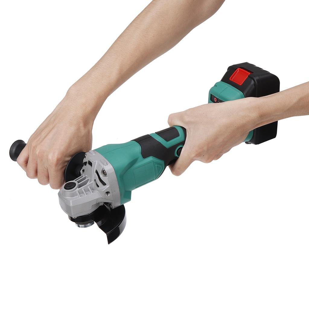 High Power Brushless Cordless Angle Grinder Polisher Machine Electric Angle Grinder Polishing DIY Cutting Tool Green+Black 100M/125MM