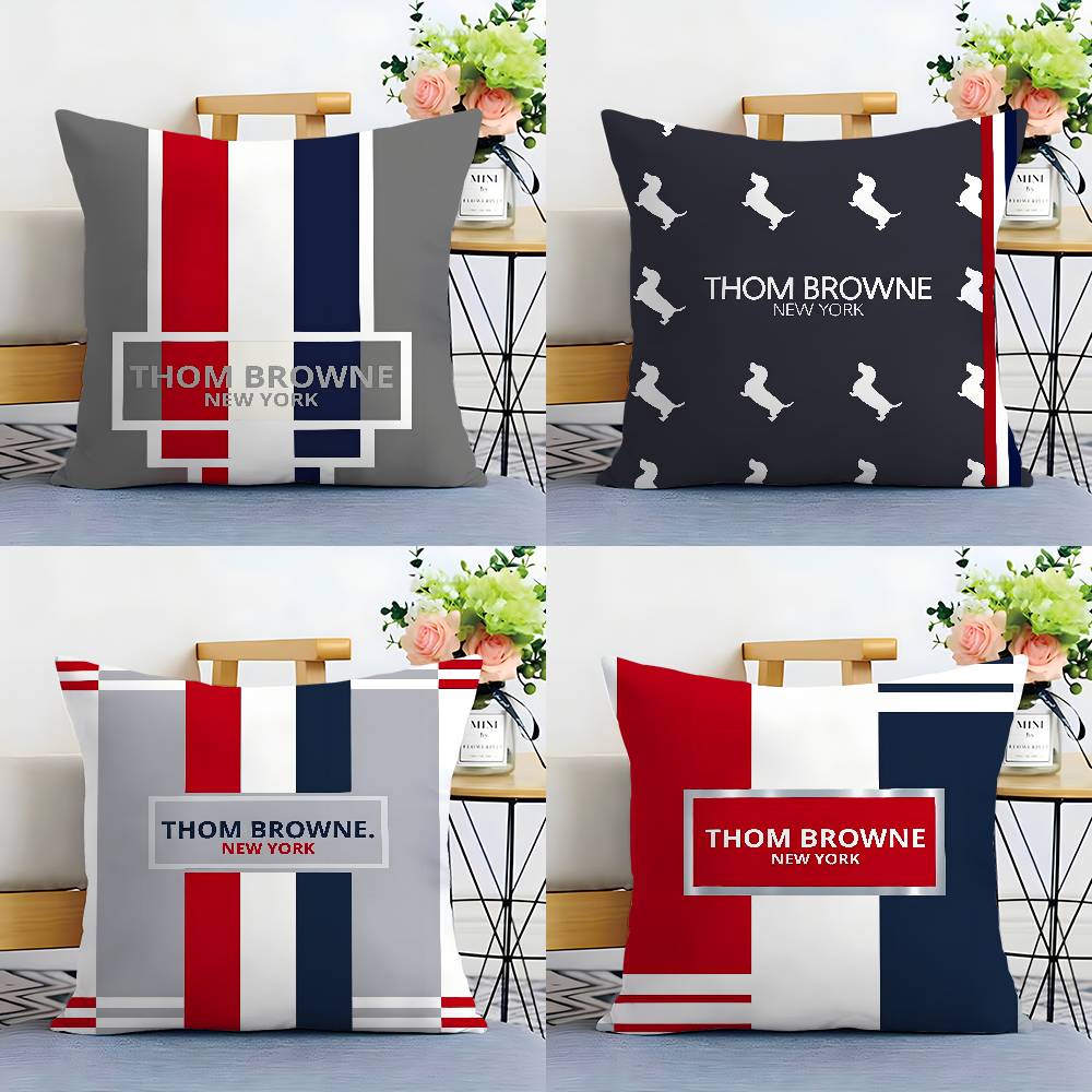 Luxury T_Thom B-Browne Pillow Case Plush Fabric Soft Double Sided Print Sofa Cushion Cover Throw Pillow Covers