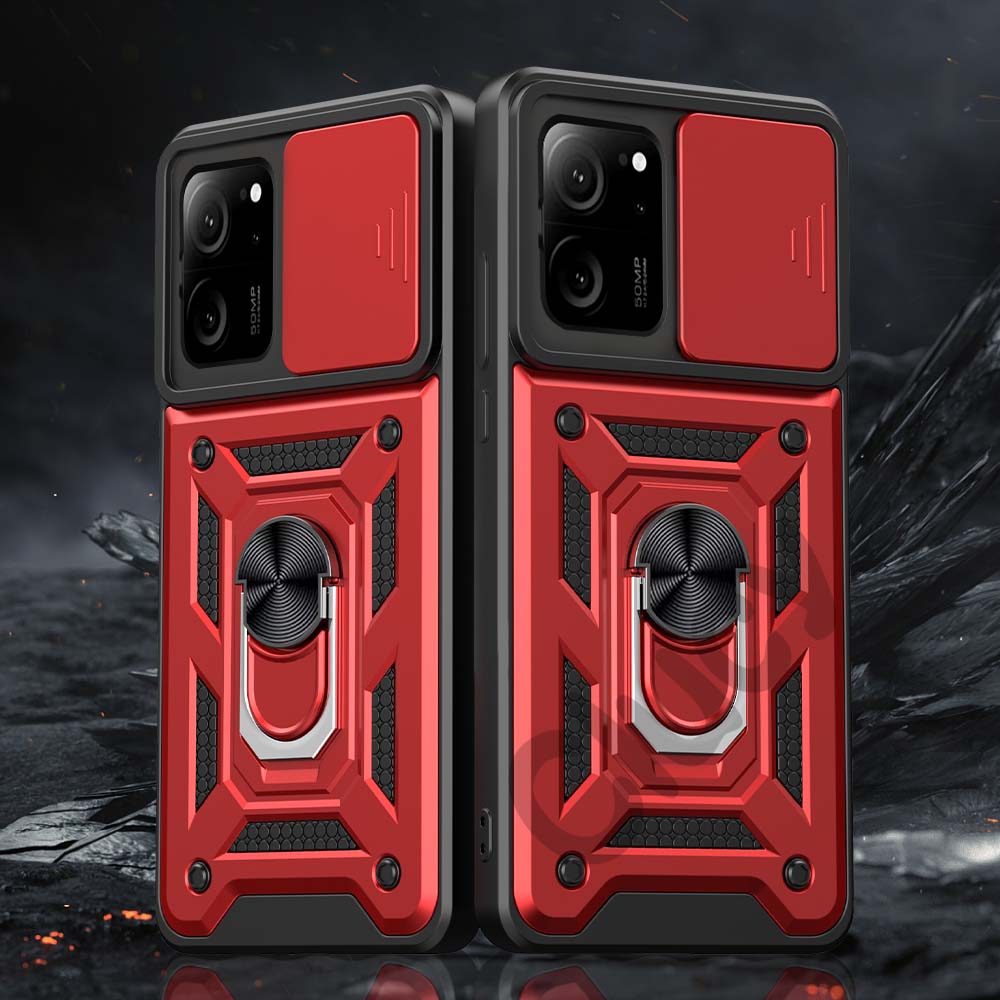 

Противоударный бронированный чехол для Xiaomi Mi 13T 12T 11T Pro, автомобильный держатель, чехол для телефона Mi 14 13 12 11 Lite, защита объектива камеры, Fundas For Mi 13T красный