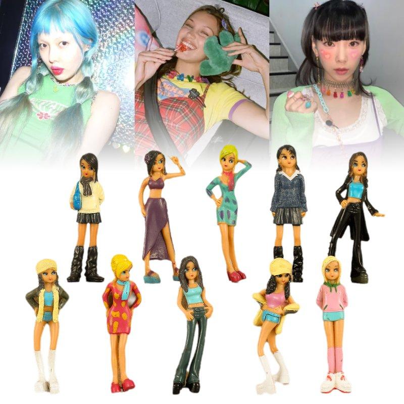 10pcs Y2k Style Girl Toys Doll Model Gift Tabletop Decoration Room Ornaments