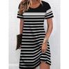 Fashion Women's Crew Neck Dress 3D Casual Color Printing Casual Dress Crew Neck Dress