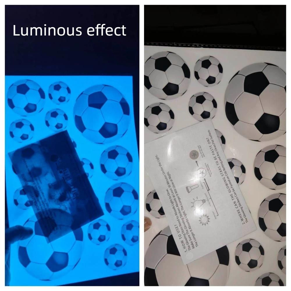 Glow In The Dark Cartoon Football Stickers Creative Glowing Football Stickers Soccer Fan