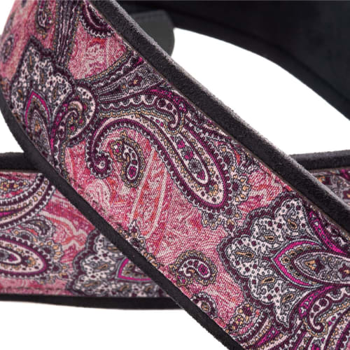 RightOn! STRAPS Guitar Strap, 7cm Wide, 95-150cm Long, PAISLEY VELVET-70 BURGUNDY