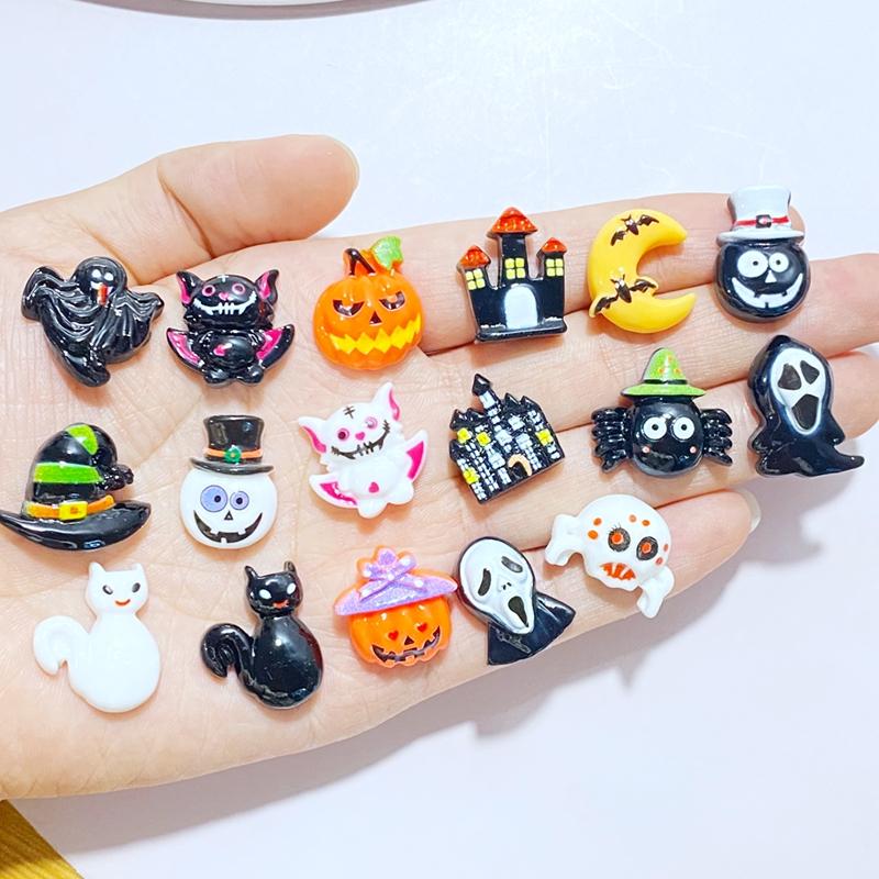 20Pcs New Mini Cute Cartoon Halloween Series Flat Back Resin Cabochons Scrapbooking DIY Jewelry Craft Decoration Accessorie