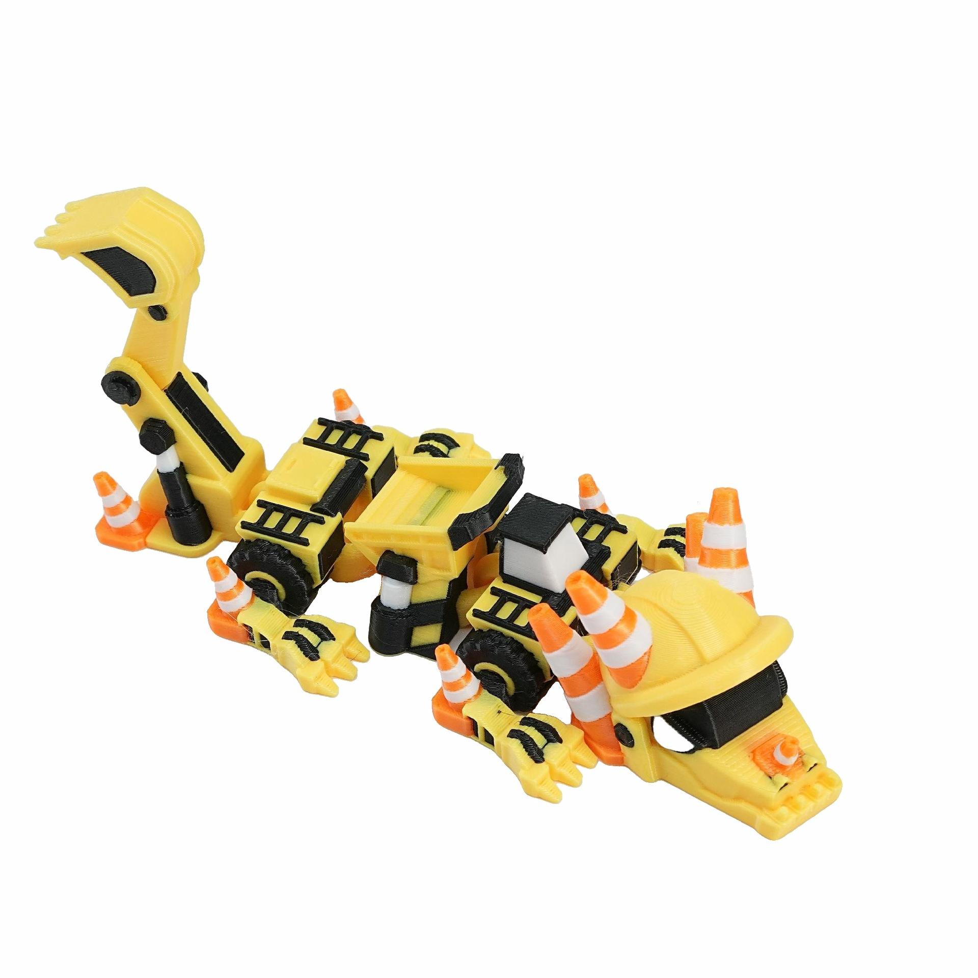 

3D Printed Cartoon Excavator Dragon Toy Joint Movable Simulation Animal Dragon Model Home Decor Ornaments Kids Birthday Gift