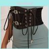 Taillenkorsett aus Kunstleder mit Spitzenband und Metallschnalle für Damen im Vintage-Stil