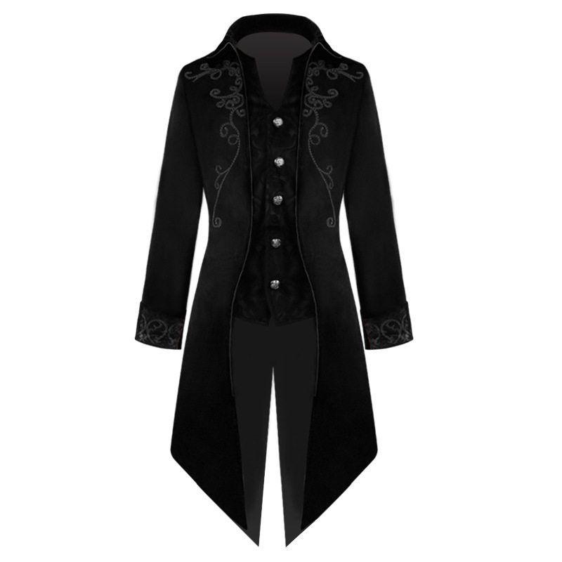 Manysun 2023 Halloween Amazon European and American New Medieval Retro Costume Mid-Length Punk Men's Coat