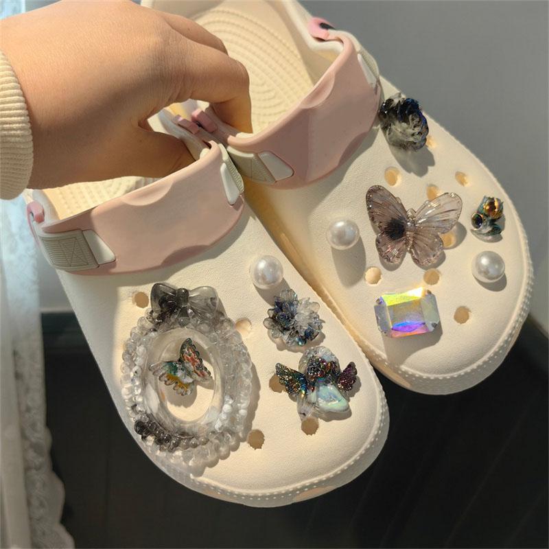 Vintage Rose Shoe Charms DIY Shoe Buckle Pearl Butterfly Detachable Decoraticoraon Buckle Shoe Accessories Girls Party Gift New