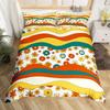 Erosebridal 60S 70S Hippie Duvet Cover Twin Vintage Boho Sun Bedding Set Groovy Flowers Clouds Love Hearts Comforter Cover for Kids Girls Te